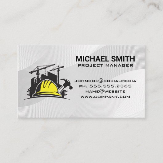 Carte De Visite Casque de chantier | Chantier de construction | Ma (Devant)