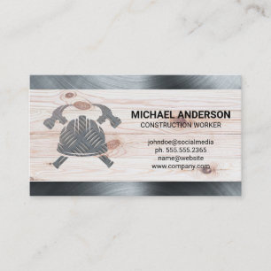Carte De Visite Casque de chantier de Hammers Acier Bois Con