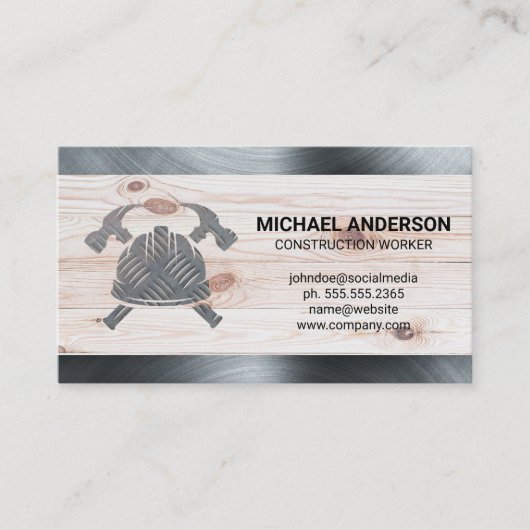 Carte De Visite Casque de chantier de Hammers | Acier | Bois | Con (Devant)
