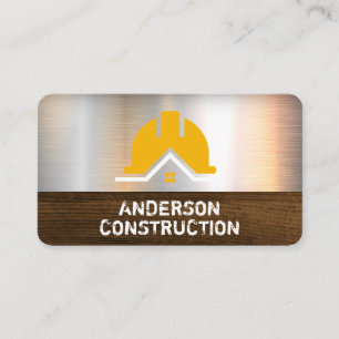 Carte De Visite Casque de chantier   Métal Bois   Bâtisseurs
