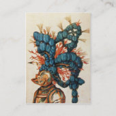 CARTE DE VISITE CASQUE DE CHEVALIER ANTIQUE AUX FEUILLES BLEU ROUG (Dos)
