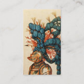 CARTE DE VISITE CASQUE DE CHEVALIER ANTIQUE AUX FEUILLES BLEU ROUG (Dos)