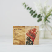 CARTE DE VISITE CASQUE DE CHEVALIER ANTIQUE, DRAGONS ET PIEDS ROUG (Debout devant)