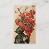 CARTE DE VISITE CASQUE DE CHEVALIER ANTIQUE, DRAGONS ET PIEDS ROUG (Dos)