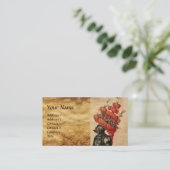 CARTE DE VISITE CASQUE DE CHEVALIER ANTIQUE, DRAGONS ET PIEDS ROUG (Debout devant)