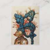 CARTE DE VISITE CASQUE DE CHEVALIER ANTIQUE ET FEATHES BLEU ROUGE  (Dos)