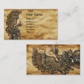 CARTE DE VISITE CASQUE DE NUIT ANTIQUE AVEC PARCHEMENT D'AILES D'A (Devant / Derrière)