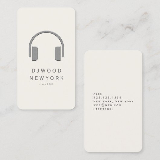 Carte De Visite Casque DJ Blush Pink & Chrome Faux (Devant / Derrière)