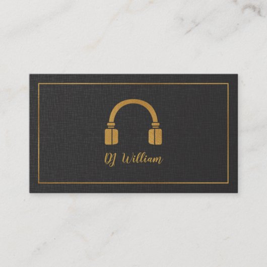 Carte De Visite Casque DJ Faux Luxe Or (Devant)