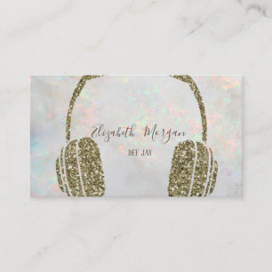 Carte De Visite Casque DJ Paillettes Opale Holographique Moderne