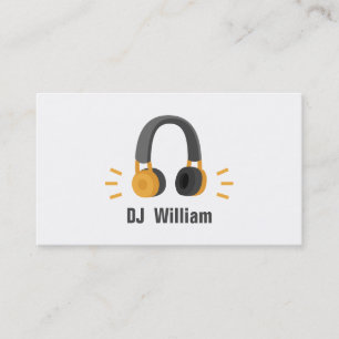 Carte De Visite Casque Orange Gris DJ Disc Jockey