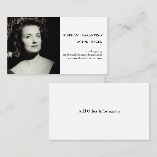 Carte De Visite Casque photo en noir et blanc pour acteur simple (Devant / Derrière)