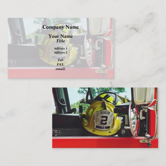 Carte De Visite Casques de pompiers à l'intérieur du camion-pompie (Devant / Derrière)