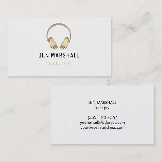 Carte De Visite Casques DJ à effet doré (Devant / Derrière)