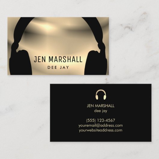 Carte De Visite Casques DJ avec effet or (Devant / Derrière)