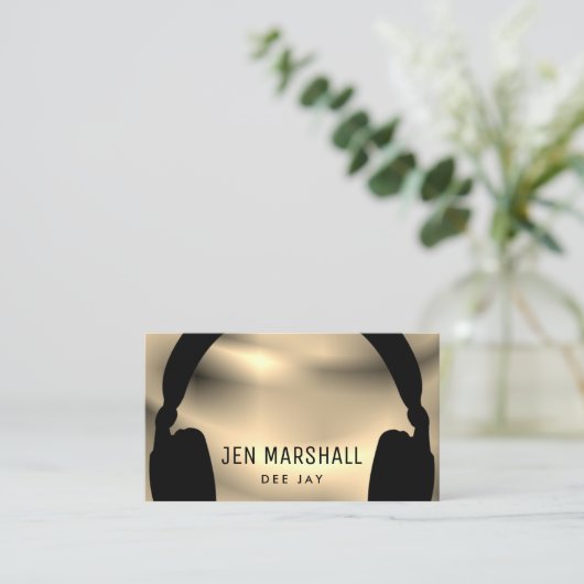 Carte De Visite Casques DJ avec effet or (Debout devant)