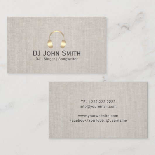 Carte De Visite Casques DJ Dee Jay Elegant Linen (Devant / Derrière)