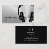 Carte De Visite Casques DJ en métal faux argent (Devant / Derrière)