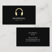 Carte De Visite Casques DJ fausse feuille d'or (Devant / Derrière)