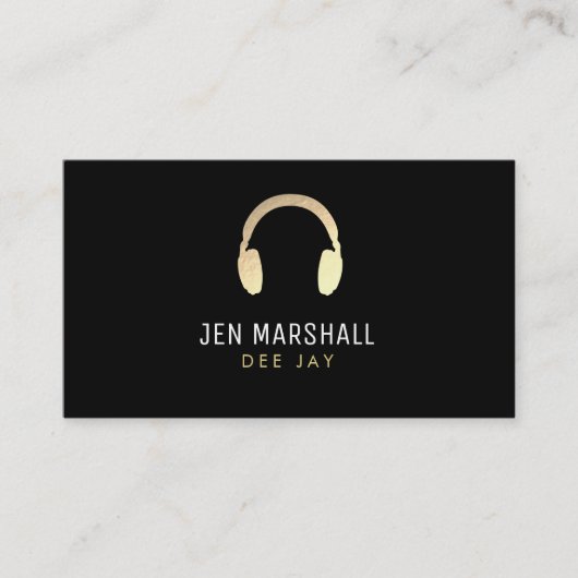 Carte De Visite Casques DJ fausse feuille d'or (Devant)
