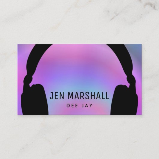 Carte De Visite Casques DJ sur dégradé holographique (Devant)