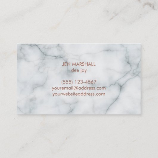 Carte De Visite Casques rose DJ en or en marbre (Dos)