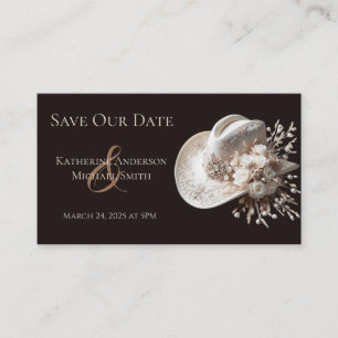 Carte De Visite Casquette blanc Cowgirl avec Mariage Fleurs