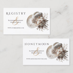 Carte De Visite Casquette blanc Cowgirl avec registre Mariage Fleu