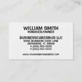 Carte De Visite Casquette blanche Graveside Funérailles Home Direc (Dos)