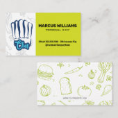 Carte De Visite Casquette culinaire | Propriétaire du restaurant (Devant / Derrière)