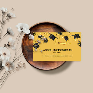 Carte De Visite Casquette de remise de diplôme jaune école supérie