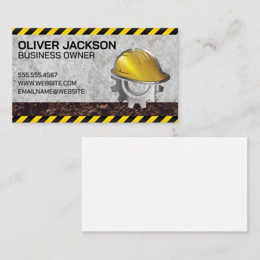 Carte De Visite Casquette dur de construction | Constructeurs | Co (Devant / Derrière)
