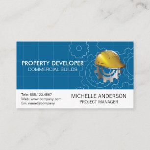 Carte De Visite Casquette dur de construction   Engrenages