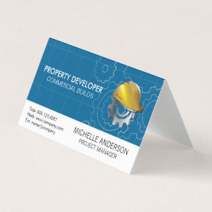 Carte De Visite Casquette dur de construction   Engrenages