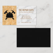 Carte De Visite Casquette dur de construction | Marteaux | Bois |  (Devant / Derrière)