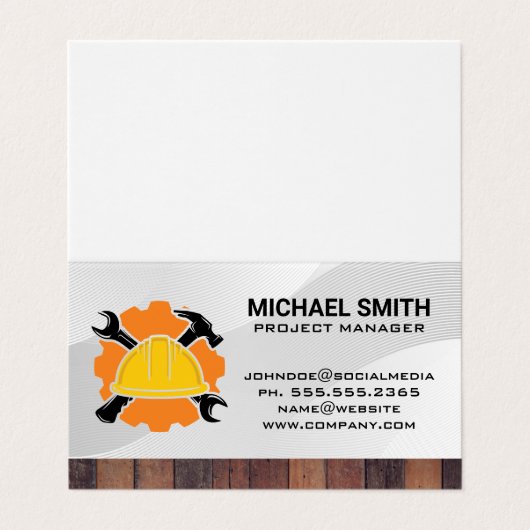 Carte De Visite Casquette dur | Marteau à clé | Construction (Extérieur déplié)
