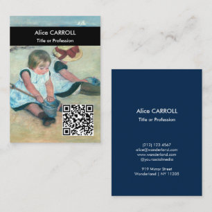 Carte De Visite Cassatt - Enfants jouant sur la plage - Code QR