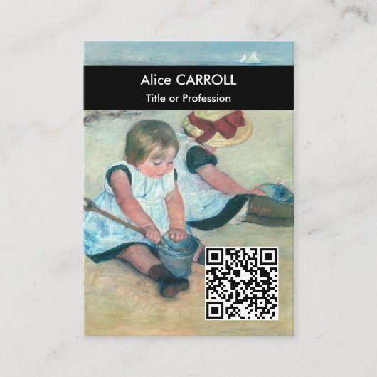 Carte De Visite Cassatt - Enfants jouant sur la plage - QR Code (Devant)