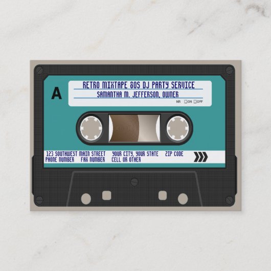 Carte De Visite Cassette Audio Rétro Années 80 (Devant)