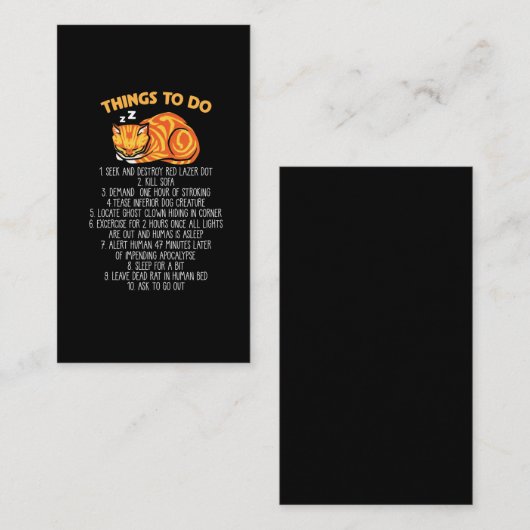 Carte De Visite Cat Daily Routine agaçants gens Kitty Propriétaire (Devant / Derrière)