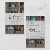 Carte De Visite Cat dormant dans les livres de bibliothèque de bib (Devant / Derrière)