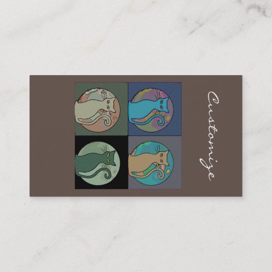 Carte De Visite Cat Lady Multi Cats assis Thunder_Cove (Dos)