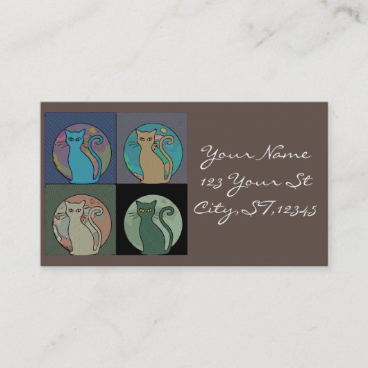 Carte De Visite Cat Lady Multi Cats assis Thunder_Cove (Devant)