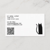 Carte De Visite Cat noir QR Code Services pour animaux (Dos)