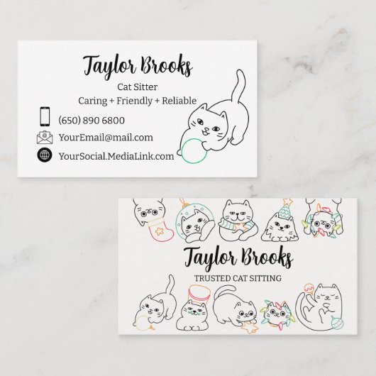 Carte De Visite Cat Sitting Catalogue (Devant / Derrière)