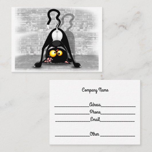 Carte De Visite Cat Upside Down Funny Cartoon Character (Devant / Derrière)