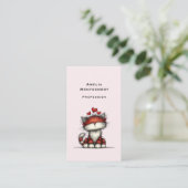 Carte De Visite Cat with Red Love Hearts Cute and Funny (Debout devant)
