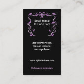 Carte De Visite Catap Animaux de compagnie assis affaires violet e (Dos)