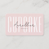 Carte De Visite Caterer de boulangerie moderne Cupcake Pink Script (Devant)