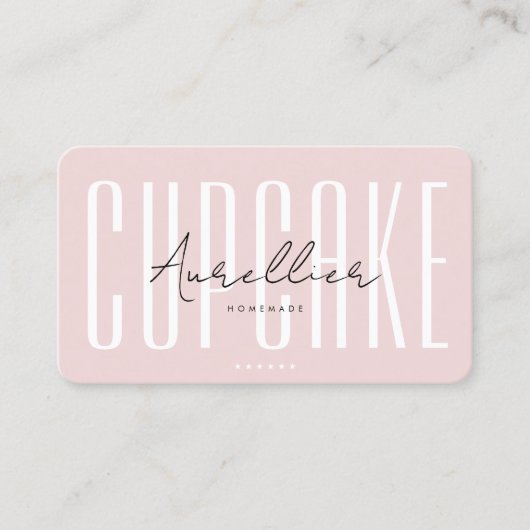 Carte De Visite Caterer de boulangerie moderne Cupcake Pink Script (Devant)